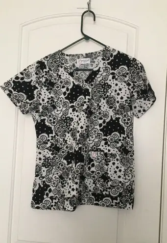 Peaches Women's Floral Print Scrub Top Nurse Medical Size Unknown Multicolor