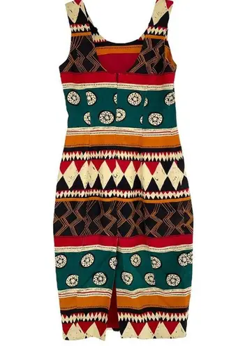 Andrea Jovine Striped African Print Sleeveless Sheath Dress size 4