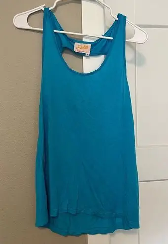 Blue Relaxed Cut Out Tank Top