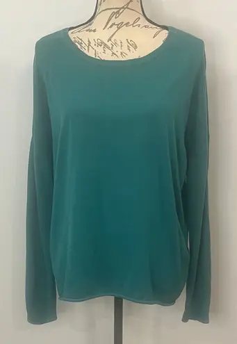 Garnet Hill silk cotton lightweight sweater rolled hem M