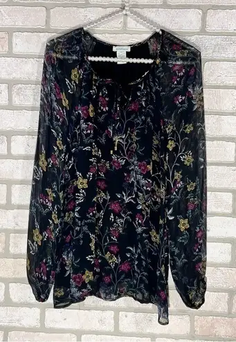 Sundance Acantha Floral Print Ruffle Long Sleeve Blouse Size XS