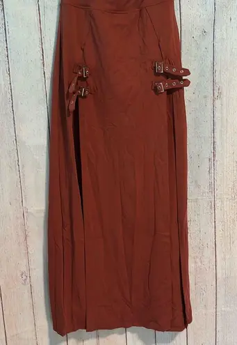 Halara NWT High Waisted Decorative Buckle Split 2-in-1 Maxi Casual Skirt