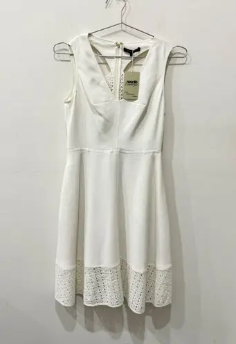 Rachel Roy Sleeveless Eyelet Insert Fit & Flare Mini Dress White Women's Size 2