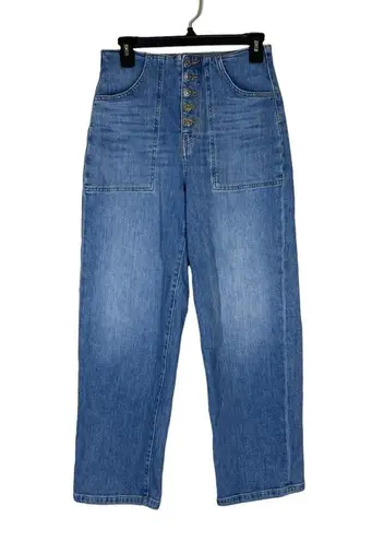 Veronica Beard Button Fly Crosbie Wide Leg Crop Jean Size 27