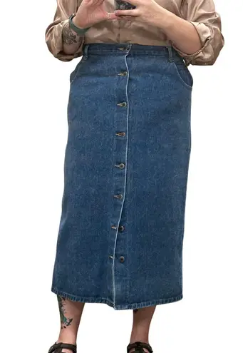 Vintage 90s Plus Sized Denim Jean Maxi Skirt Starwear Size 12/14 Blue