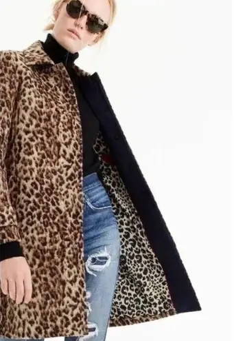 J.Crew  leopard animal print wool coat Size 00