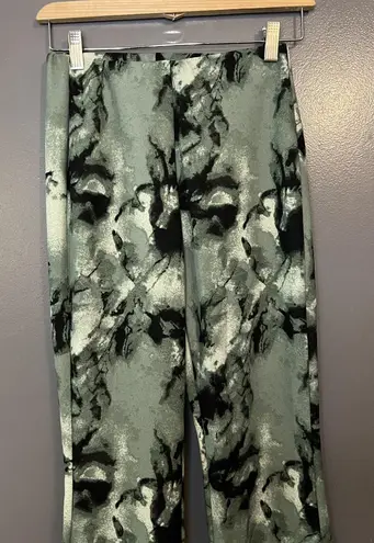 Streetwear Society Pants Womens Small Green Black Flare Bell Bottom Stretch