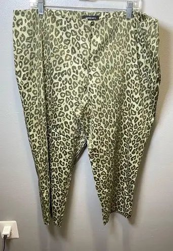 Lafayette 148  Women's Olive Tone Ankle Crop Leopard Pants Size 18W