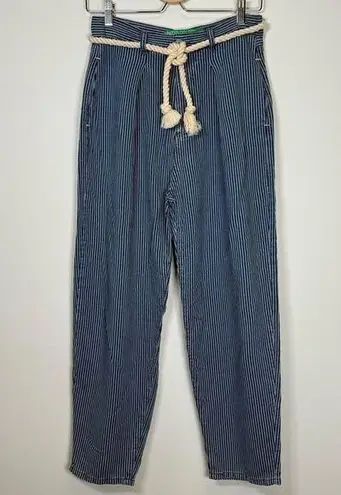 United Colors Of Benetton Blue & White Striped Ankle Length Pants Women’s Size 4