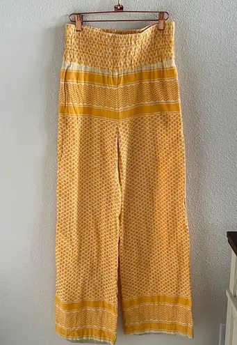 Cecilie Copenhagen Cotton Jacquard Wide Leg Pull on Pants Boho Embroidered Small