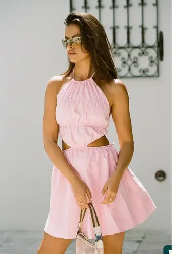 Sabo Caliana Pink Sleeveless Halter Cutout Cami Camisole Mini Tank Dress Size M Size M