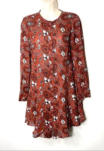 ALC Frank A.L.C Randi Mini Button front Dress Floral print Henna, Black, & White