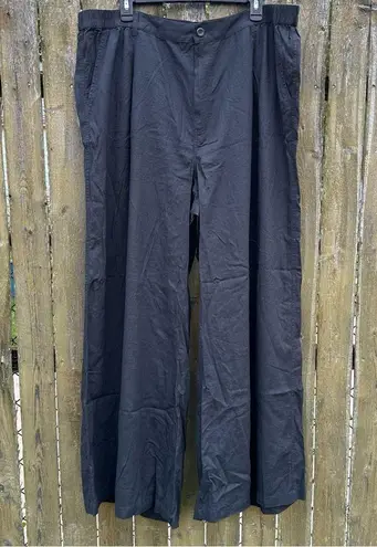 Aerie NWT  Pool-to-Party Linen Blend High Waist Wide Leg Trouser Smoked Grey XXL