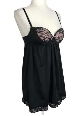 Carrie Amber Push Up Black Lace Babydoll Medium