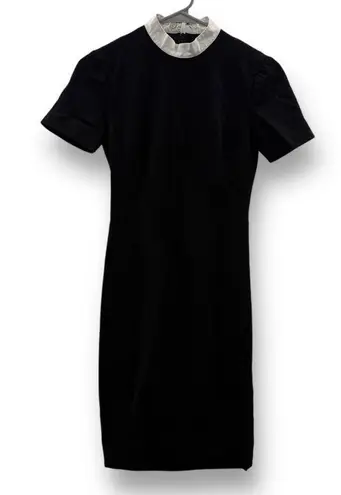 Jason Wu RTR  Collection Black Contrast Collar Short Sleeve Ponte Mini Dress Sz 0