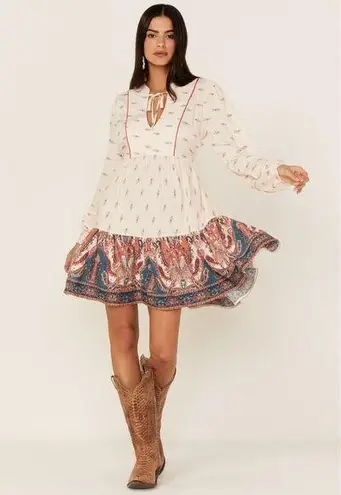 BAND OF THE FREE WOMEN'S AYLA LONG SLEEVE MINI DRESS White Size L