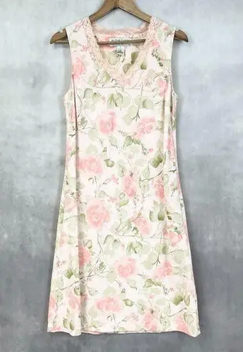 Norton Mcnaughton Norton Studio Womens Dress Linen Blend Sz Small Pink Floral Lace Cottage Coastal