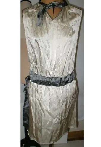 &merci Womens 2 NWT New Italy Designer Merci Silk Dress 38 IT Belt Sleeveless Tan Gray
