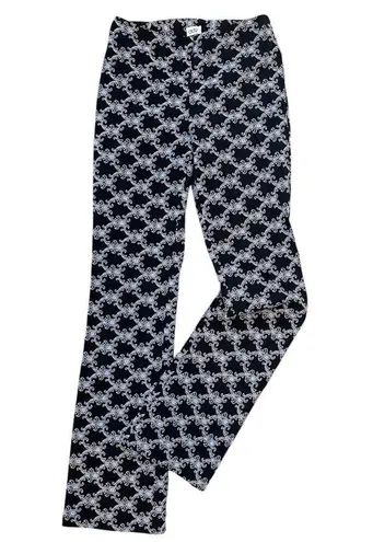 Vintage Y2K Cache Filigree and Floral Embroidered Black And White Mid Rise Pants Size 2
