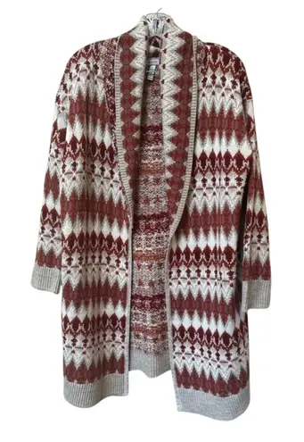 Susina Aztec Geometric Knit Cardigan Sweater Women’s Medium Red