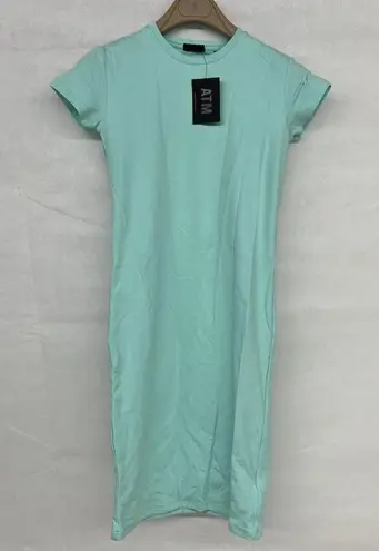 NEW Size XS Body Con ATM Anthony Thomas Melillo Aqua Surf Jersey Tee Dress Tight
