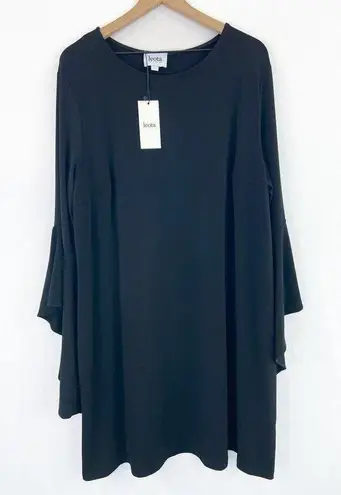 Leota NEW Black Stella Flared Bell Sleeve Dress Black 22/24 Classic Elegant