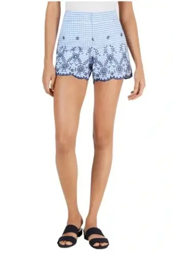 Maison Jules Womens Light Blue Embroidered Printed Shorts Size 8