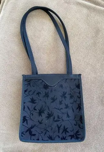 Black Velvet Burnout Evening Bag with Satin Insert