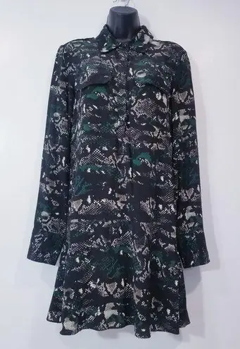 Pam & Gela Animal Print Collared Shirt Dress