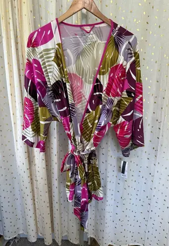 NWT Lilac & London Hawaiian Tropical Monstera Juliana Kimono Robe Shorts PJs XL