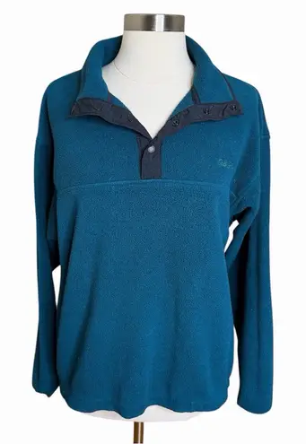 Vintage Cabelas Fleece Snap Pullover Unisex Medium Teal Polartec Sweater Outdoor Blue
