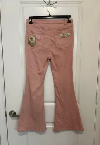 Spell & The Gypsy Collective Pink Flare Pants Size Small Boho Embroidered "Cove"