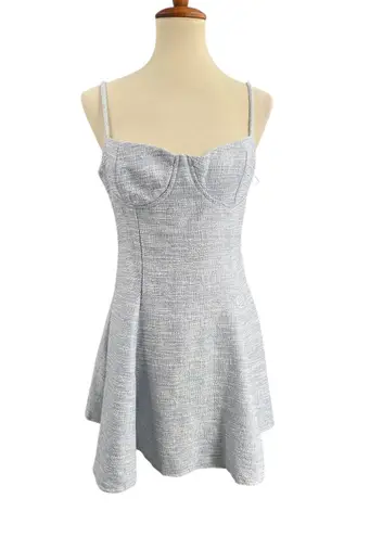 Willow Tweed Corset Mini Dress Blue Metallic Fit & Flare New Size M Size M