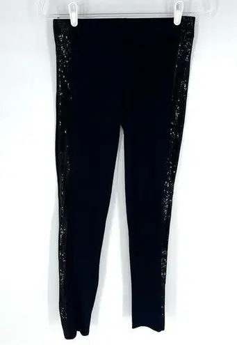 Mud Pie Tuxedo Stripe Leggings Black with Black Sequins Size S/M