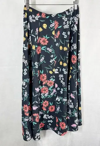 Yumi Kim Black Trinity Floral Print Relaxed Fit Midi Skirt Size Small