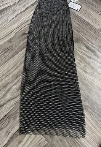 Say Yes To The Prom Embellished Sleeveless Strappy Gown Juniors' 1 Black Slit