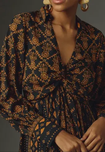 Farm Rio Printed V-Neck Tie Front Midi Dress, Size S