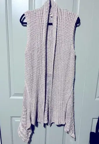 Mystree Sweater Open Cardigan Shawl Vest Sz L with cute knit detail Mauve/Purple
