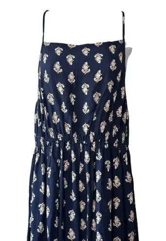 Lascana Navy Blue Patterned Spaghetti Strap Maxi Women's Size 8 New