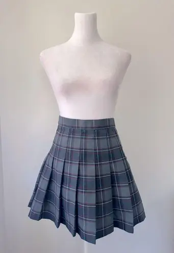 American Apparel  Navy Blue Plaid Pleated Mini Skirt