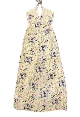 Helena Quinn $320 Revolve M Maxi Dress Mariella Slit Long Ivory Halter Floral