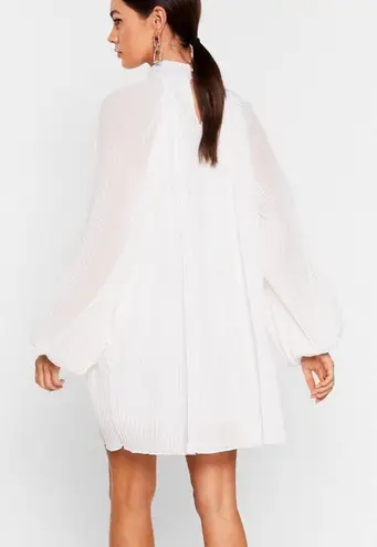 Nasty Gal White Pleated Chiffon Dress