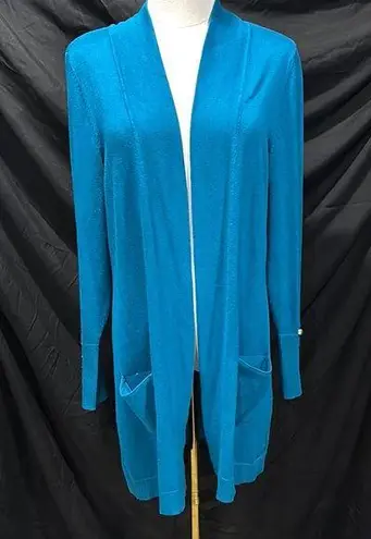 JM Collection Blue Open Front Cardigan Sweater
