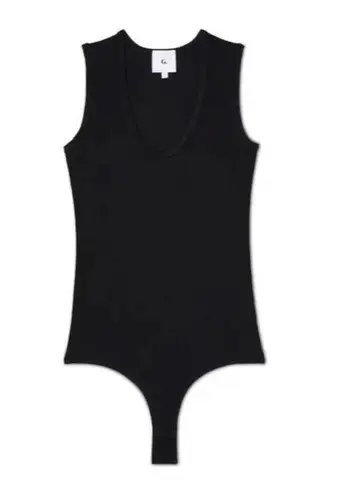 G. Label by Goop Amanda Rib Knit Bodysuit in Black