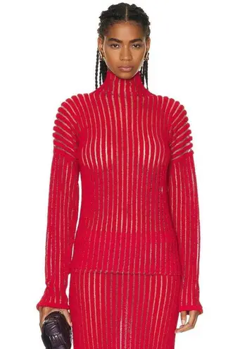 Bottega Veneta Ribbed Knit Long Skirt in Vernis Small New Womens Mesh Maxi