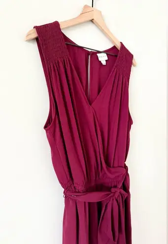 Ava & Viv Wide Leg Sleeveless Jumpsuit with waist tie in Burgundy - Size 1X