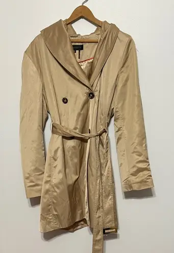 Donna Karan New York belted trench coat jacket beige champagne