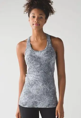 Lululemon Cool Racerback II Luon Spray Jacquard White Black | SZ 6