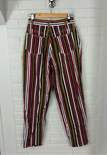 Vintage Christina 100% Cotton Multi Color Striped High Rise Denim Jeans Size 6
