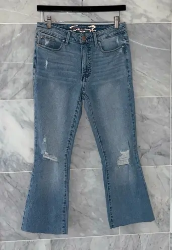 Seven 7 Jeans Womens Size 2 Flare Slim Light Blue High Distressed Felicity